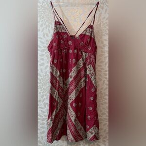 Converse Women’s L Red Boho Bandana Paisley Sleeveless Short Dress